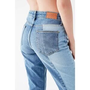 BDG Jessye Jeans Women's 26 High-Rise Straight Two-Tone Denim Raw Hem Button Fly